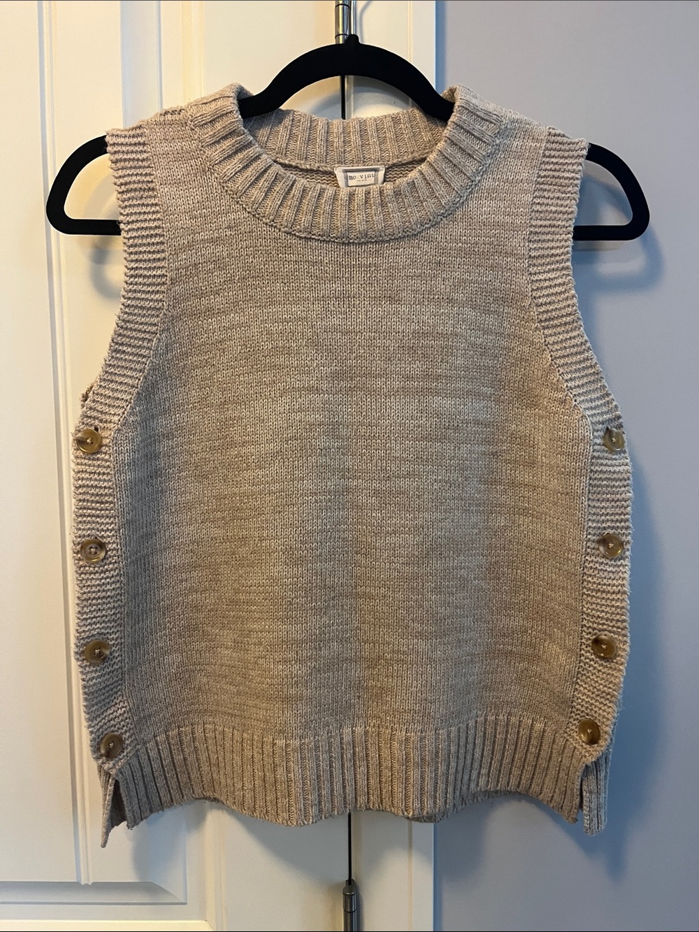 Mo:Vint New York Side-Button Knit Tabard Sweater Vest S